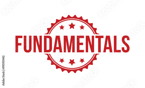Fundamentals red rubber stamp vector design.