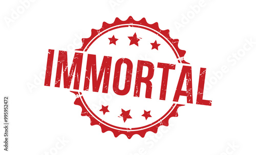 IMMORTAL Red rubber stamp on white background. IMMORTAL stamp sign. IMMORTAL stamp.