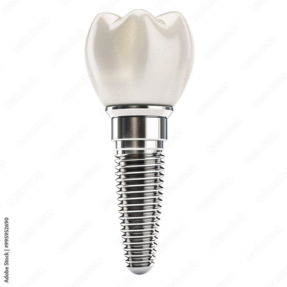 Dental implant connecting with abutment on white background Dental implant connecting with abutment on white background