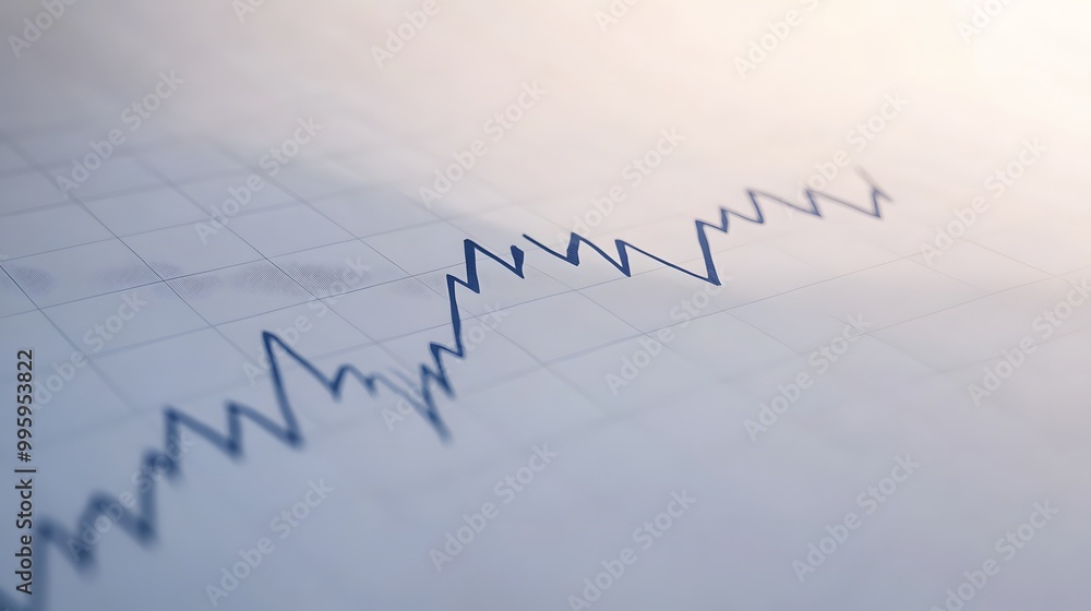 Fototapeta premium Detailed line graph illustrating steady GDP growth over time, clean white background with subtle shadows highlighting the upward trend, professional economic analysis visualization