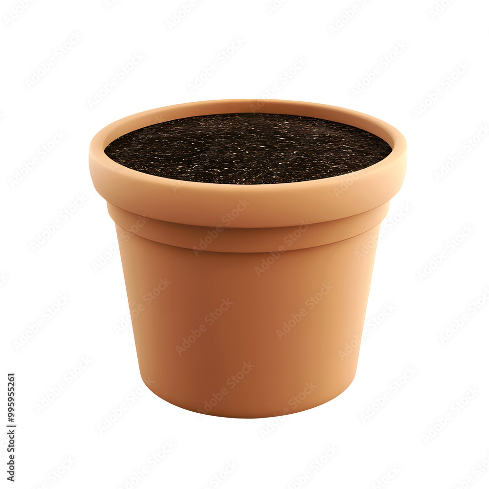 Flower pot with soil isolated on transparent background. Png format Flower pot with soil isolated on transparent background. Png format