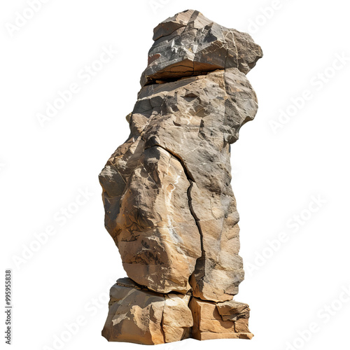 Huge rock is standing tall against a white background photo