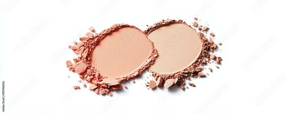 An artistic display of peach eyeshadow and beige bronzer swatches, softly blended together in an organic, flowing pattern. An artistic display of peach eyeshadow and beige bronzer swatches, softly blended together in an organic, flowing pattern.