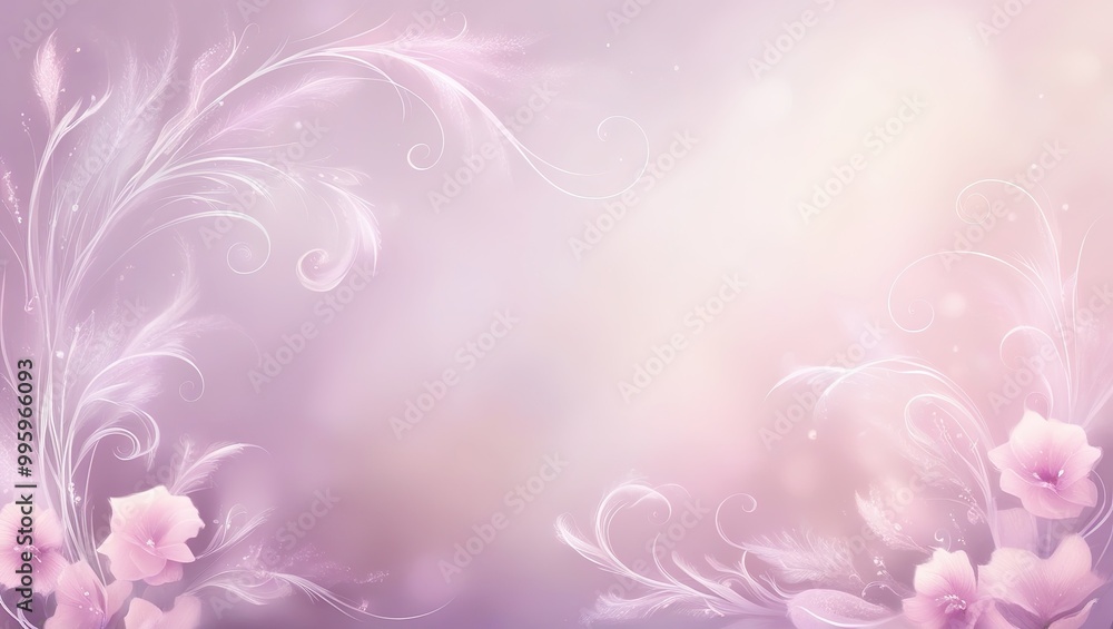 Pink floral background with soft white swirls and delicate flowers Pink floral background with soft white swirls and delicate flowers