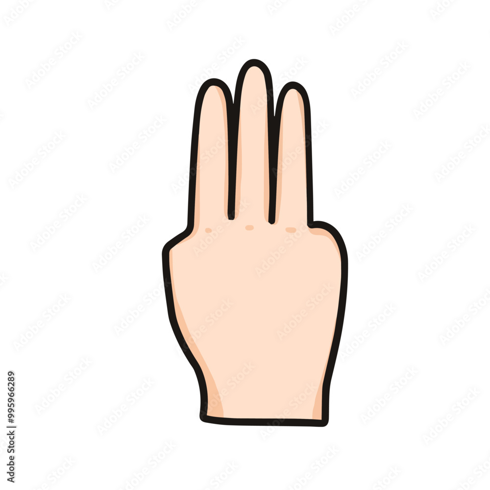 vector illustration of hand showing number three, good for counting number hand vector illustration of hand showing number three, good for counting number hand