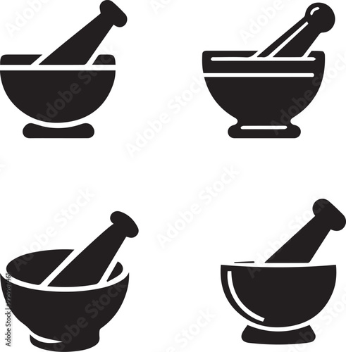 "Mortar Silhouette - Vector Icon of Mortar and Pestle Tool"