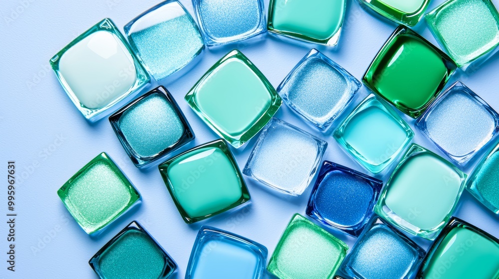 An artistic pattern of vibrant Cybergem, Escapist Green, and Skylight Blue makeup swatches, blending together in a futuristic color scheme. An artistic pattern of vibrant Cybergem, Escapist Green, and Skylight Blue makeup swatches, blending together in a futuristic color scheme.