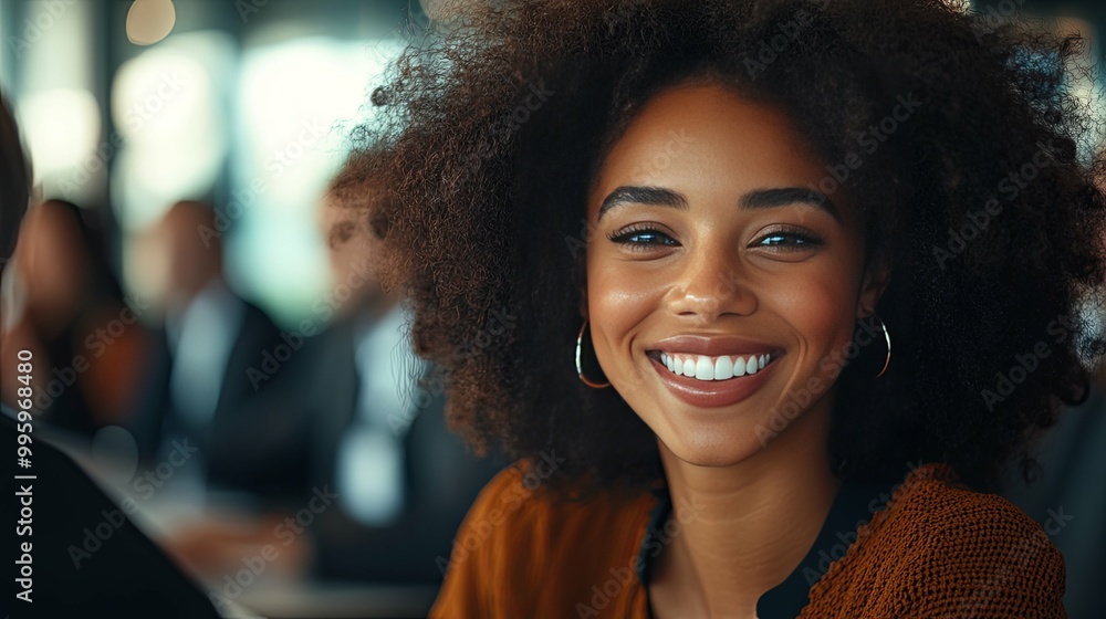 Portrait of a Smiling Woman with Afro Hair Portrait of a Smiling Woman with Afro Hair