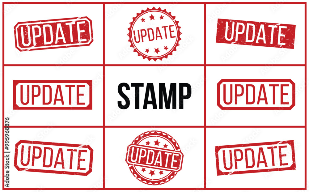 UPDATE Red rubber stamp on white background. UPDATE stamp sign. UPDATE stamp. UPDATE Red rubber stamp on white background. UPDATE stamp sign. UPDATE stamp.
