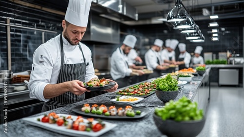 Wallpaper Mural A chef is preparing food in a restaurant kitchen Torontodigital.ca