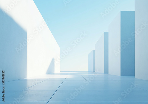 Abstract 3d rendering minimalist style architectural space scene