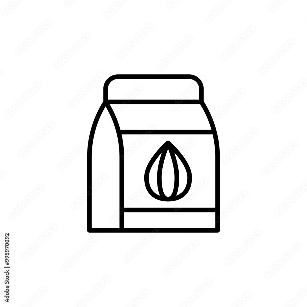 Almond bag outline icons, minimalist vector illustration ,simple transparent graphic element .Isolated on white background Almond bag outline icons, minimalist vector illustration ,simple transparent graphic element .Isolated on white background