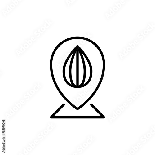 Almond location outline icons, minimalist vector illustration ,simple transparent graphic element .Isolated on white background