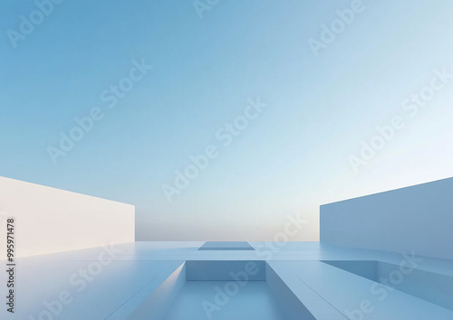 Abstract 3d rendering minimalist style architectural space scene