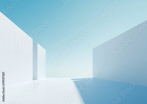 Abstract 3d rendering minimalist style architectural space scene