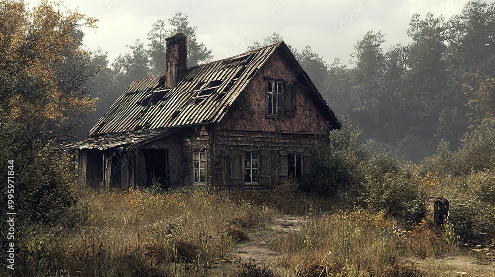 Abandoned House in a Misty Forest - Nature's Reclaimed Beauty Abandoned House in a Misty Forest - Nature's Reclaimed Beauty