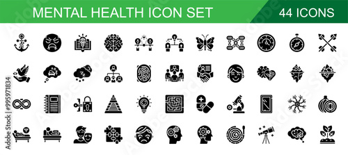 mental health themed icon collection,
disorders affect recovery