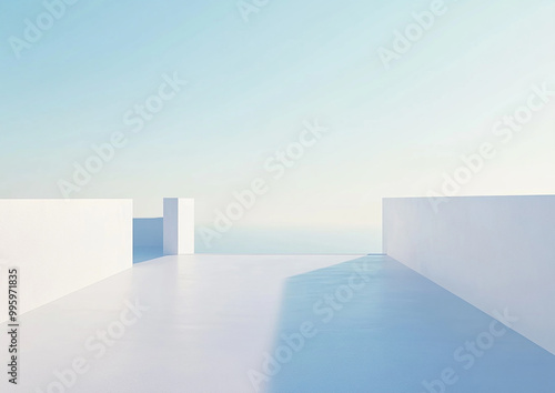 Abstract 3d rendering minimalist style architectural space scene