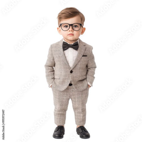 Stylish Toddler in Formal Attire and Glasses photo