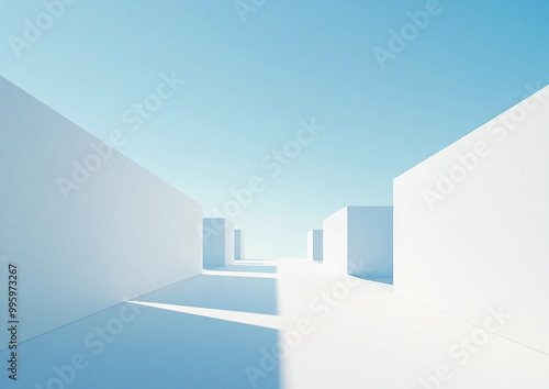 Abstract 3d rendering minimalist style architectural space scene