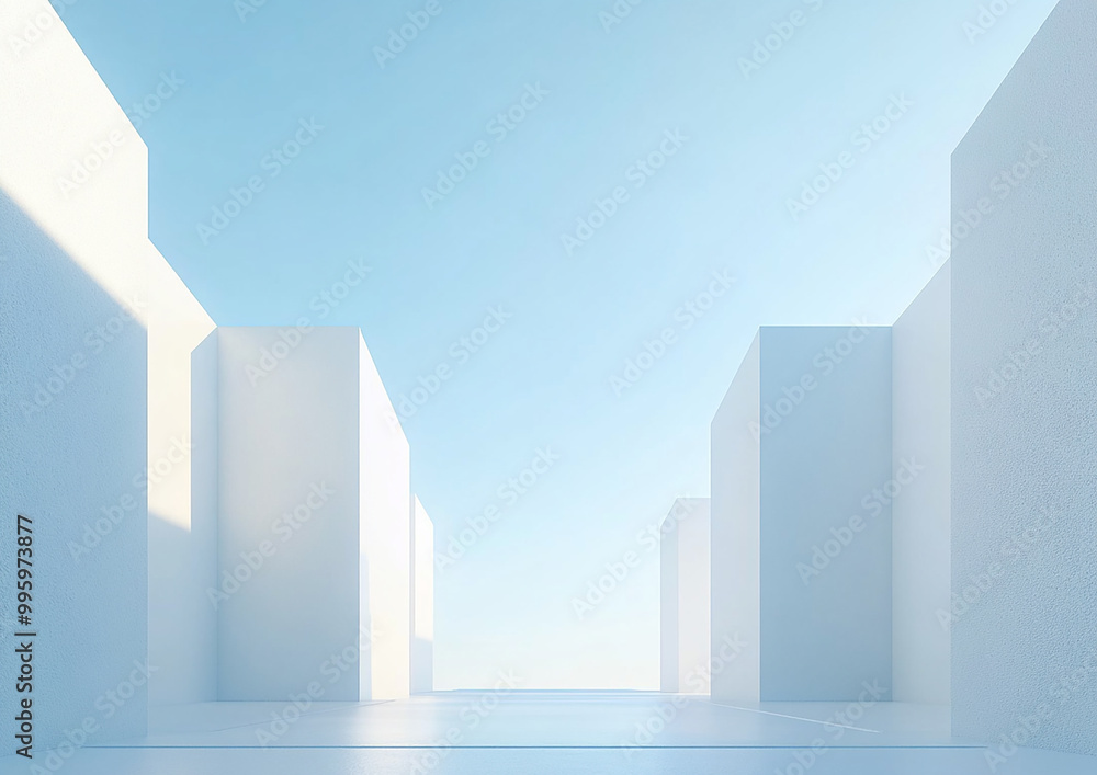 Abstract 3d rendering minimalist style architectural space scene, Abstract 3d rendering minimalist style architectural space scene,