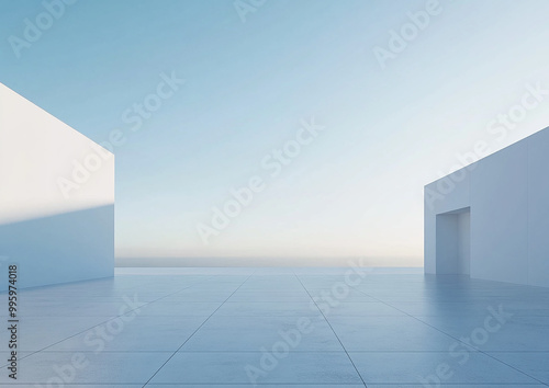 Abstract 3d rendering minimalist style architectural space scene,