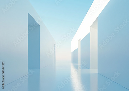 Abstract 3d rendering minimalist style architectural space scene,