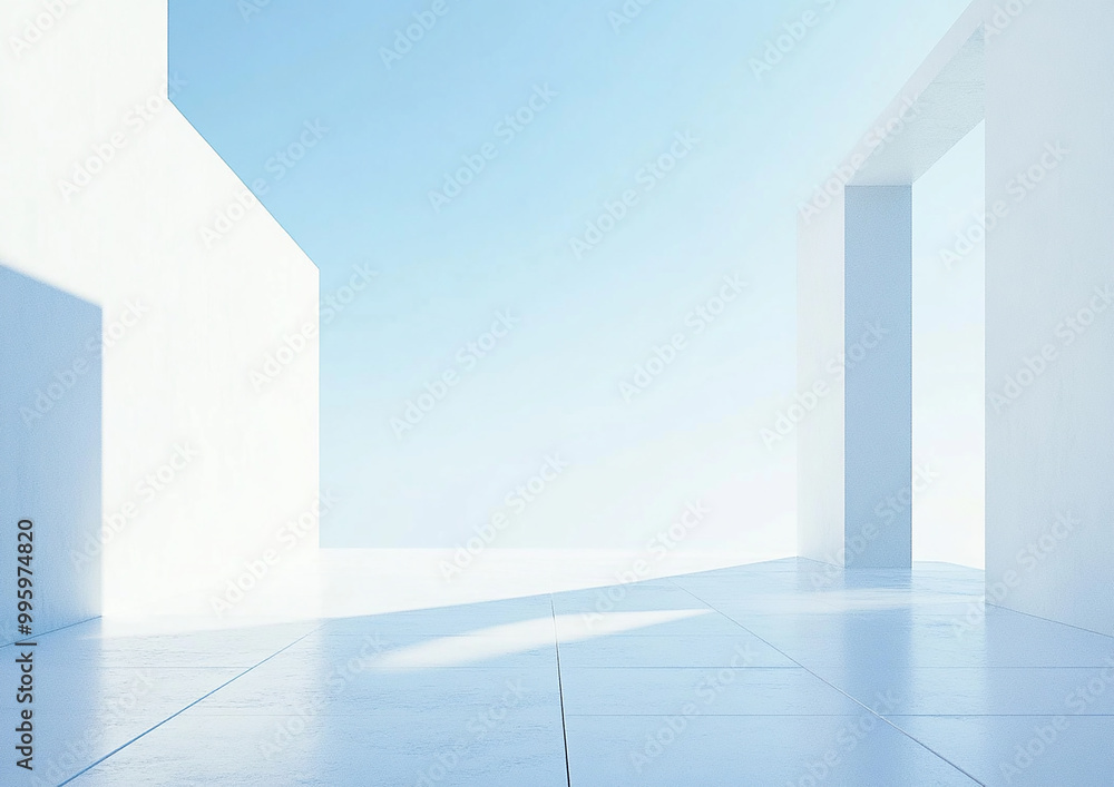 Abstract 3d rendering minimalist style architectural space scene, Abstract 3d rendering minimalist style architectural space scene,