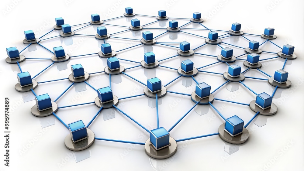 Network of computers communicating with each other on white background Network of computers communicating with each other on white background