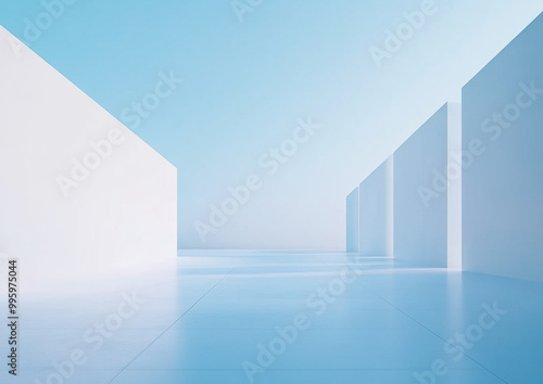 Abstract 3d rendering minimalist style architectural space scene,