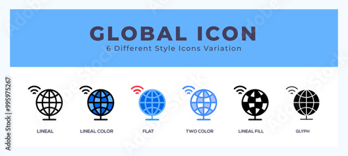 Global icon set pack vector illustration.
