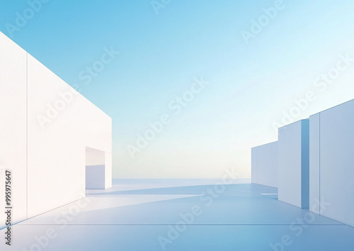 Abstract 3d rendering minimalist style architectural space scene,