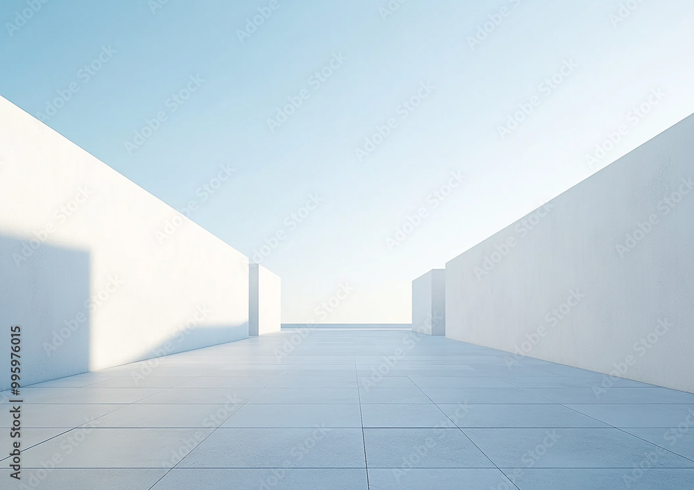 Abstract 3d rendering minimalist style architectural space scene, Abstract 3d rendering minimalist style architectural space scene,