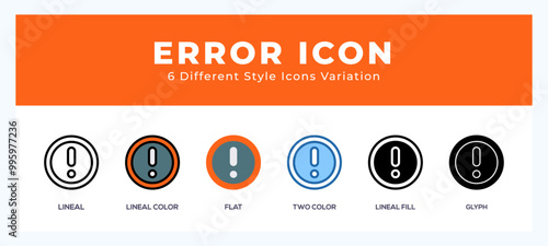 Error icon in filled. thin line. outline stroke and flat style.