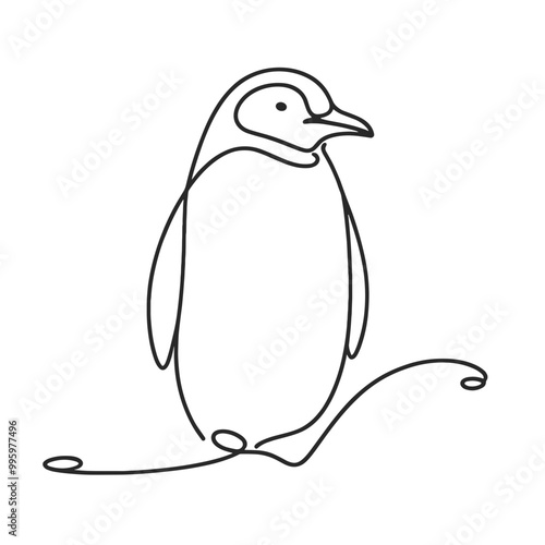 A penguin is standing on a white background. The penguin is the main focus of the image