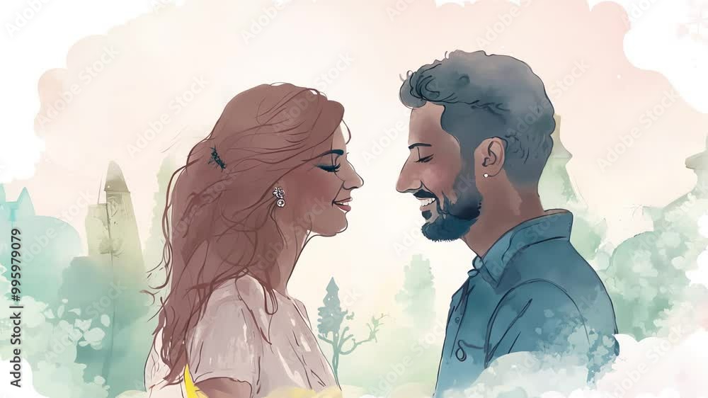 Two characters share a warm connection, outlined softly against a tranquil backdrop that captures the essence of intimacy and comfort Two characters share a warm connection, outlined softly against a tranquil backdrop that captures the essence of intimacy and comfort