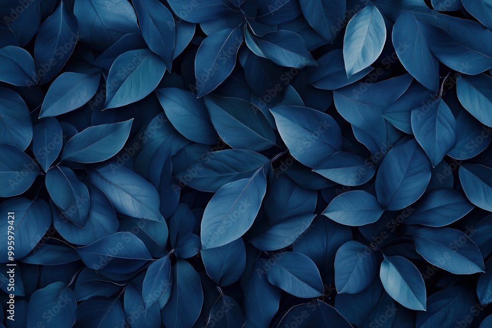 A close up of blue leaves with a blue background A close up of blue leaves with a blue background