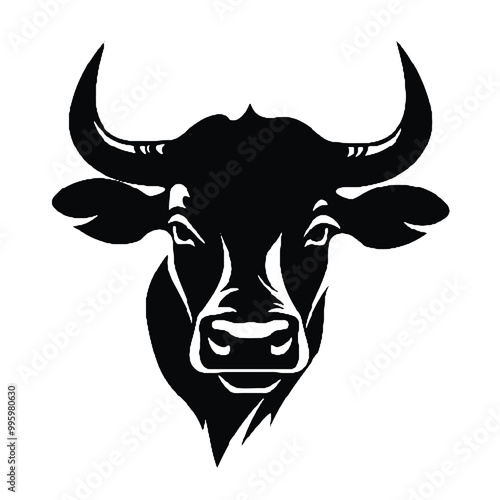   Cow monochrome clip art. vector illustration