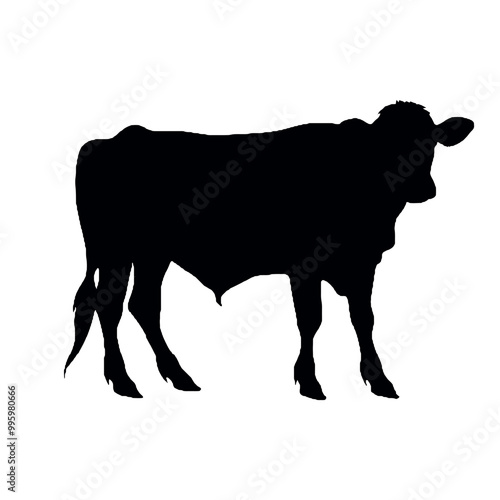   Cow monochrome clip art. vector illustration