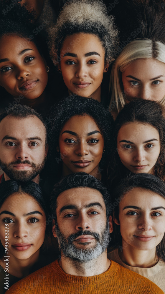Obraz premium Group diverse portrait of diverse people from different cultures.