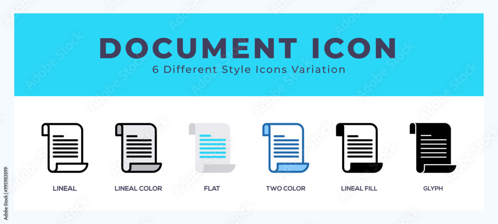 Document icon symbol set. outline. glyph black. flat color and filled line color. Document icon symbol set. outline. glyph black. flat color and filled line color.