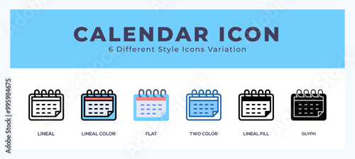 Calendar icon in filled. thin line. outline stroke and flat style.