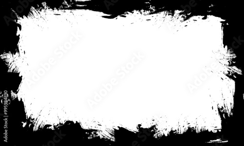 black lines brush painting blank frame border picture grunge graphic element