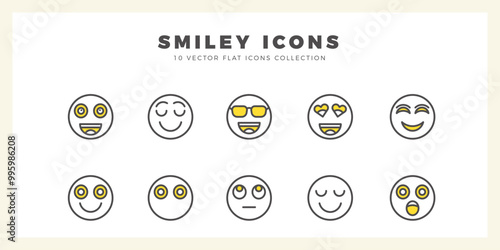 10 Smileys Two Color icons pack. vector illustration. photo