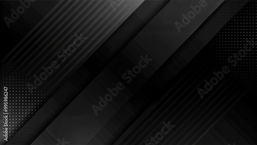 Obraz na płótnie Dark deep black dynamic abstract background with diagonal lines. Modern creative halftone premium gradient. 3d cover of business presentation banner. w salonie