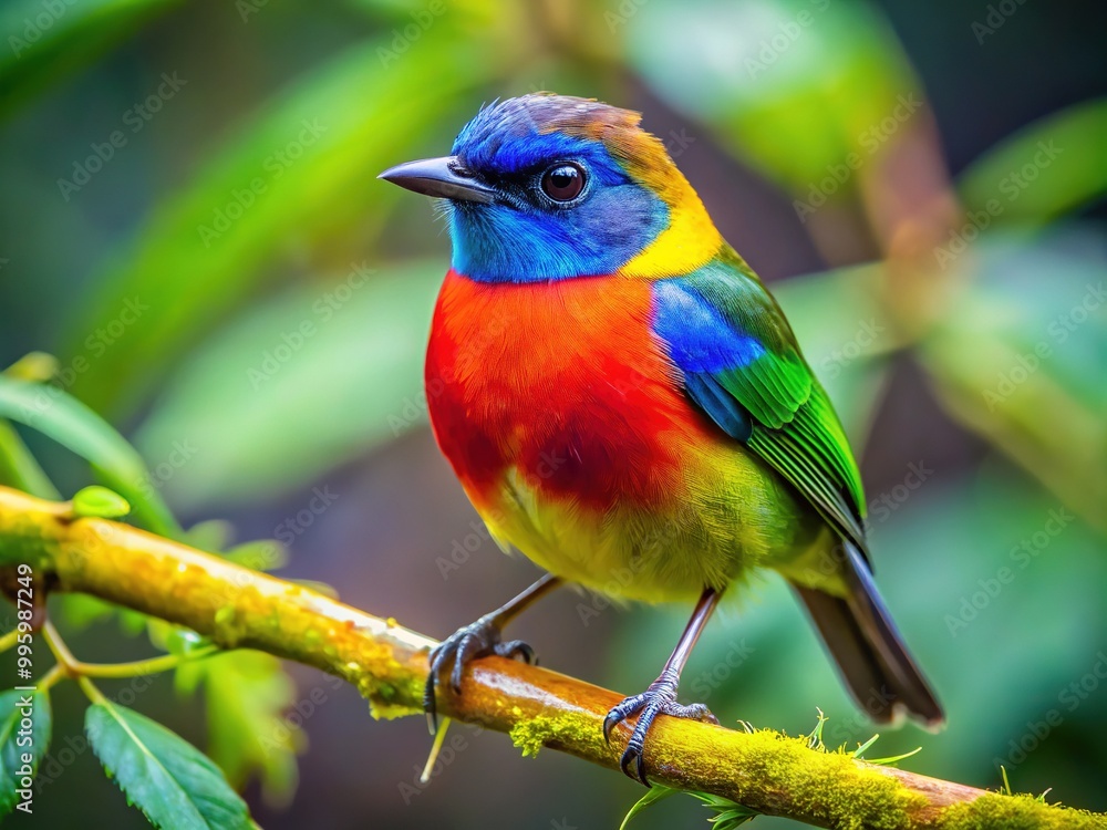 On a verdant branch, a vibrant bird with iridescent feathers sipped nectar from a nearby flower, surrounded by a tapestry of leaves and vines. On a verdant branch, a vibrant bird with iridescent feathers sipped nectar from a nearby flower, surrounded by a tapestry of leaves and vines.