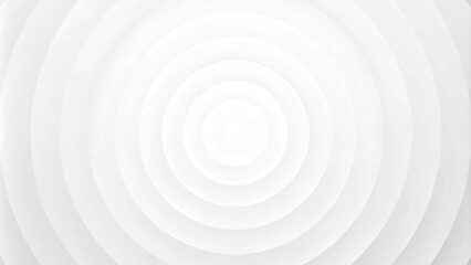Concentric randomly offset white rings or circles steps fading out background wallpaper banner, close up flat lay top view from above. abstract modern minimal white background