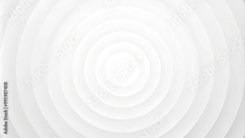 Concentric randomly offset white rings or circles steps fading out background wallpaper banner, close up flat lay top view from above. abstract modern minimal white background photo