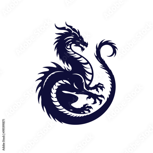 Wallpaper Mural  dragon silhouette vector illustration Torontodigital.ca