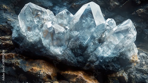 Close-Up of a Crystal Cluster in a Rock Formation photo